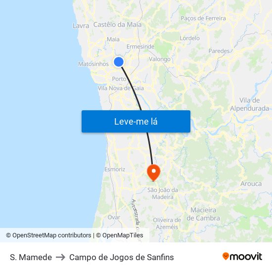 S. Mamede to Campo de Jogos de Sanfins map