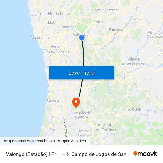 Valongo (Estação) | Presa to Campo de Jogos de Sanfins map