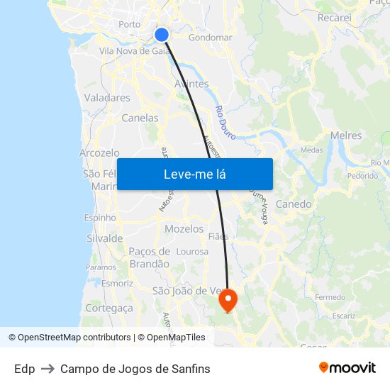 Edp to Campo de Jogos de Sanfins map
