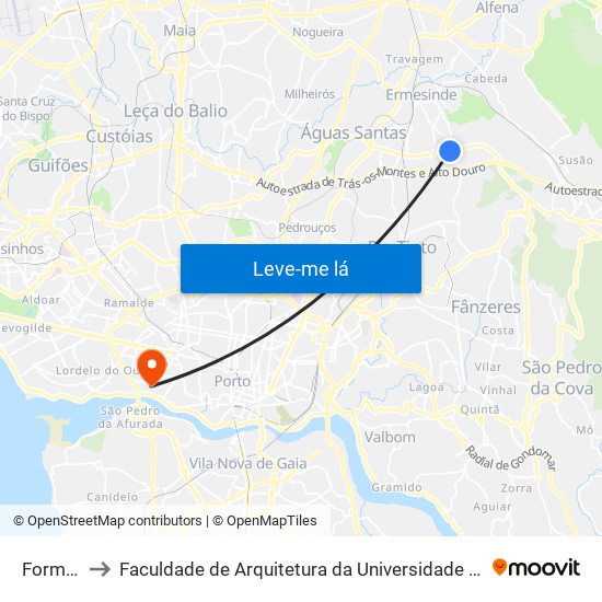 Formiga to Faculdade de Arquitetura da Universidade do Porto map