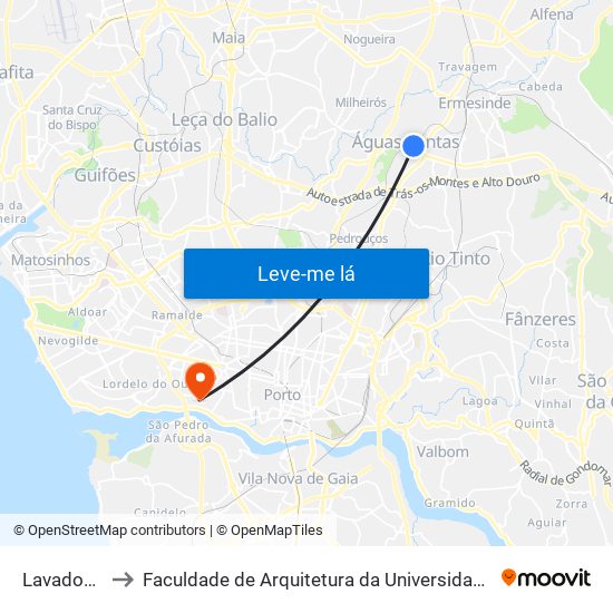 Lavadouros to Faculdade de Arquitetura da Universidade do Porto map