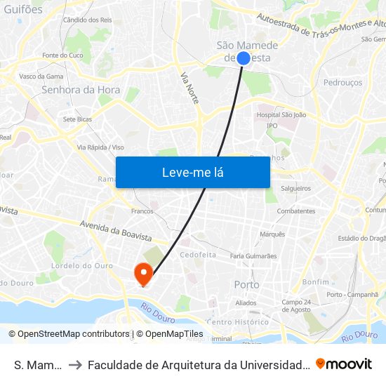 S. Mamede to Faculdade de Arquitetura da Universidade do Porto map