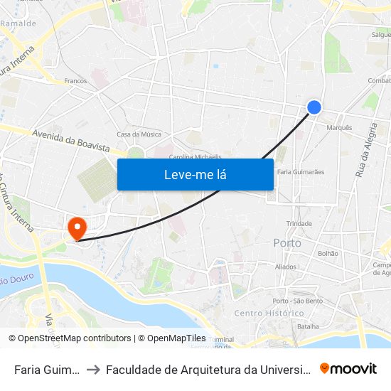 Faria Guimarães to Faculdade de Arquitetura da Universidade do Porto map