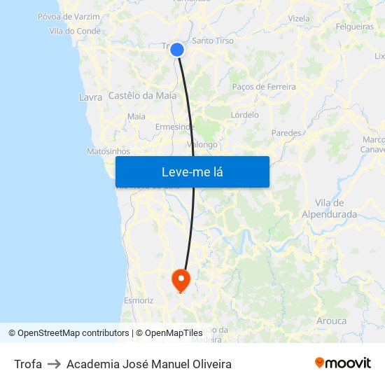 Trofa to Academia José Manuel Oliveira map