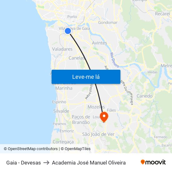 Gaia - Devesas to Academia José Manuel Oliveira map