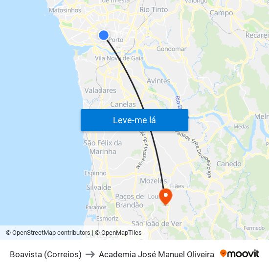 Boavista (Correios) to Academia José Manuel Oliveira map