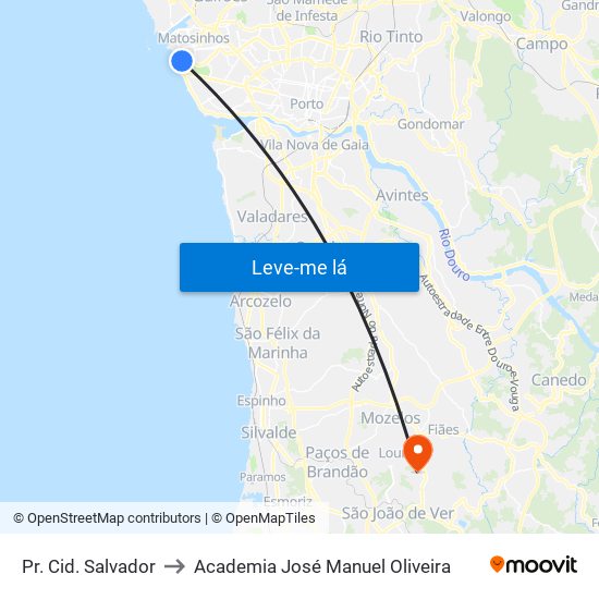 Pr. Cid. Salvador to Academia José Manuel Oliveira map