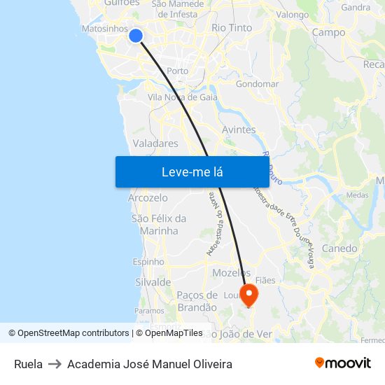 Ruela to Academia José Manuel Oliveira map