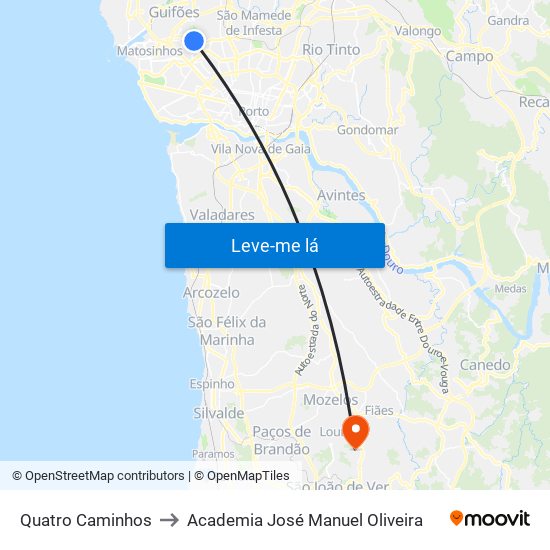 Quatro Caminhos to Academia José Manuel Oliveira map