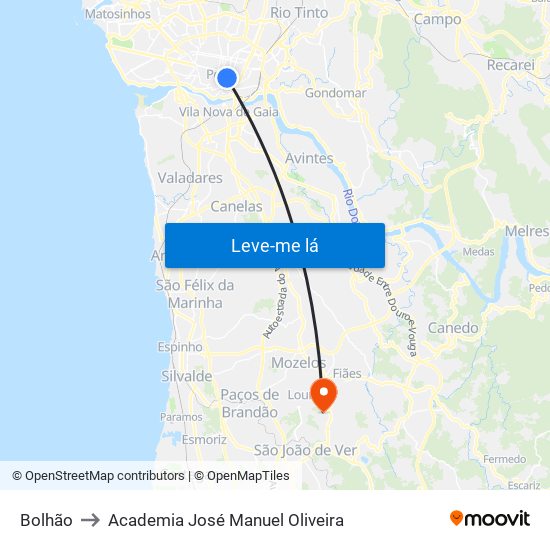 Bolhão to Academia José Manuel Oliveira map