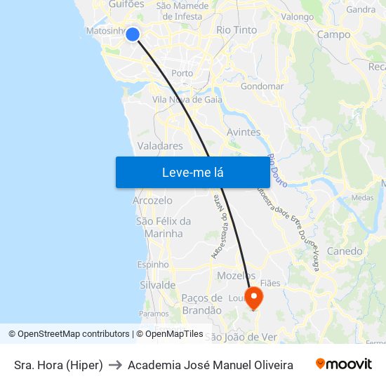 Sra. Hora (Hiper) to Academia José Manuel Oliveira map