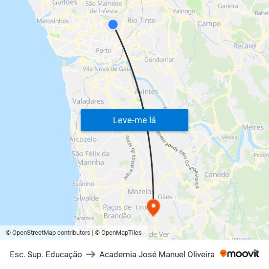 Esc. Sup. Educação to Academia José Manuel Oliveira map