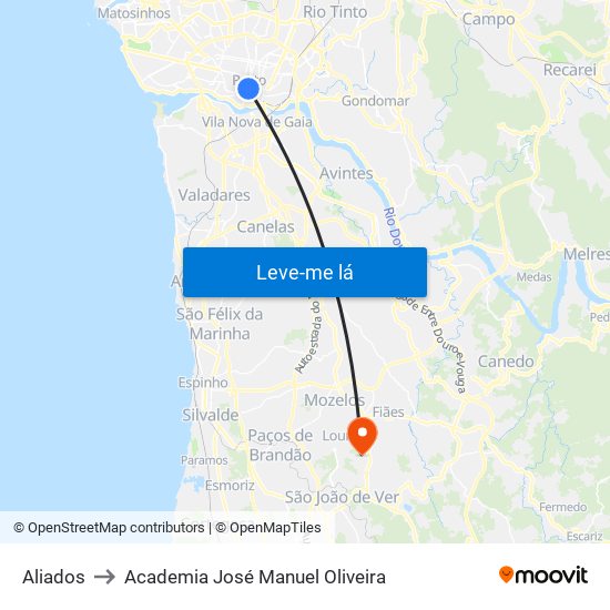 Aliados to Academia José Manuel Oliveira map