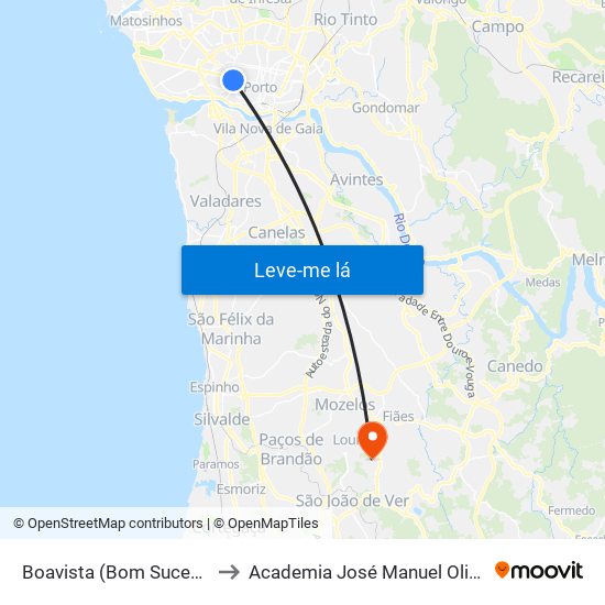 Boavista (Bom Sucesso) to Academia José Manuel Oliveira map