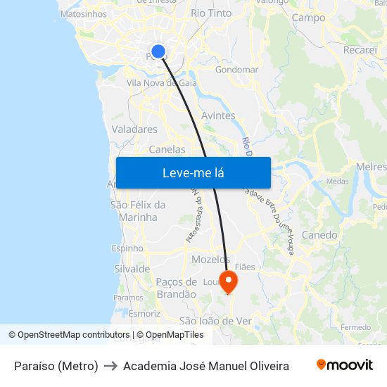 Paraíso (Metro) to Academia José Manuel Oliveira map