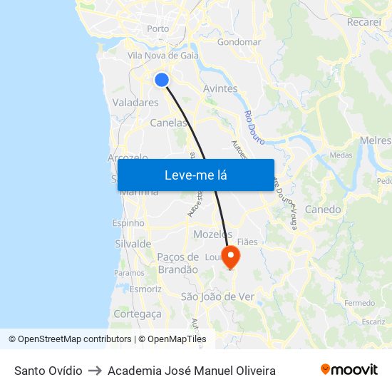 Santo Ovídio to Academia José Manuel Oliveira map