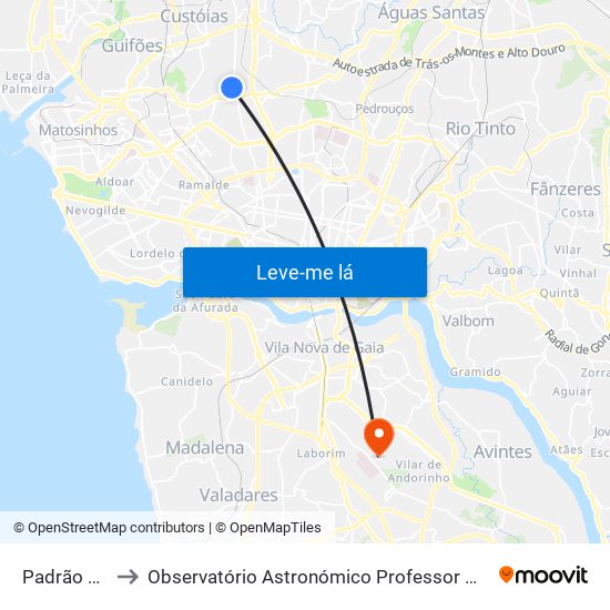 Padrão Légua to Observatório Astronómico Professor Manuel de Barros map