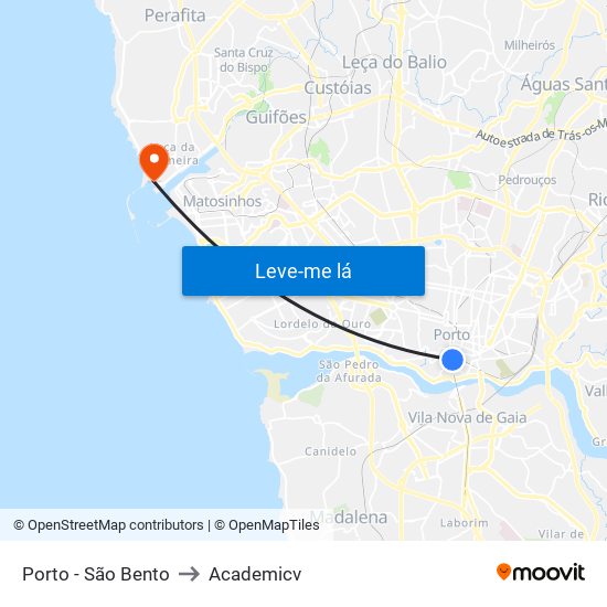 Porto - São Bento to Academicv map