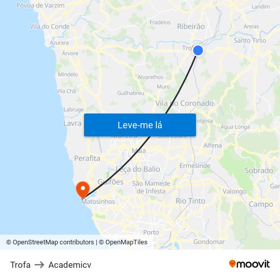 Trofa to Academicv map