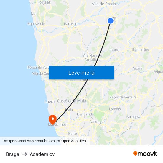 Braga to Academicv map