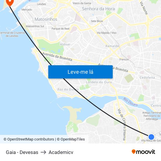 Gaia - Devesas to Academicv map