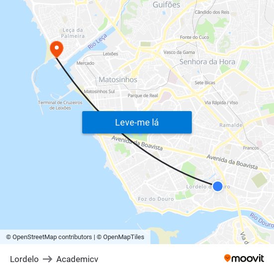 Lordelo to Academicv map