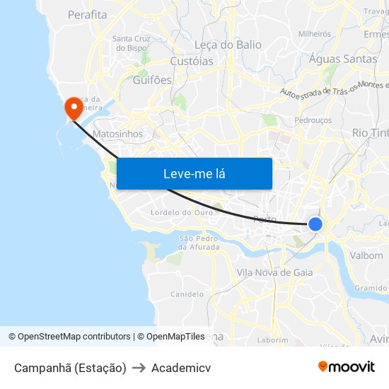 Campanhã (Estação) to Academicv map