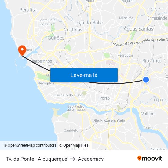 Tv. da Ponte | Albuquerque to Academicv map