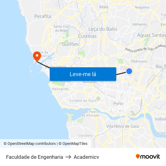 Faculdade de Engenharia to Academicv map