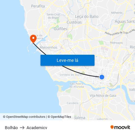Bolhão to Academicv map