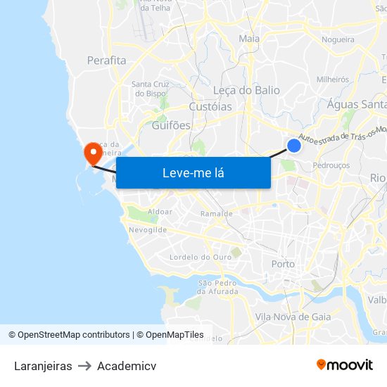 Laranjeiras to Academicv map