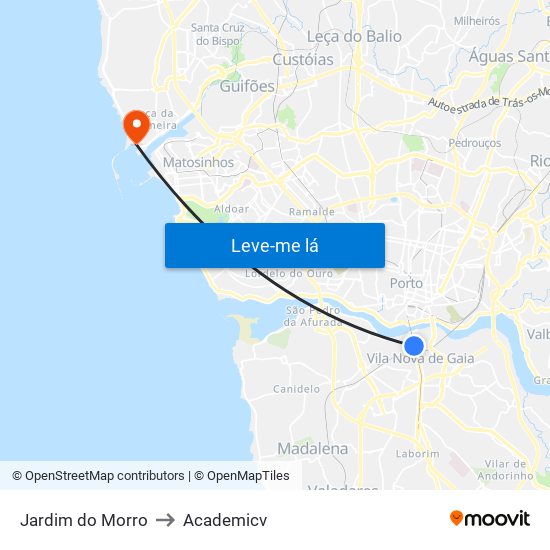Jardim do Morro to Academicv map