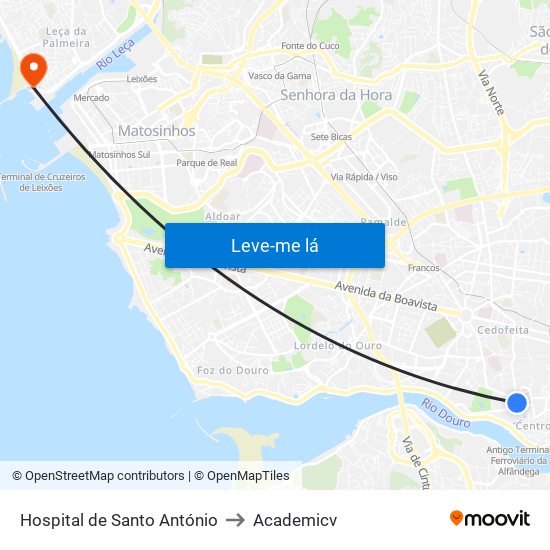 Hospital de Santo António to Academicv map