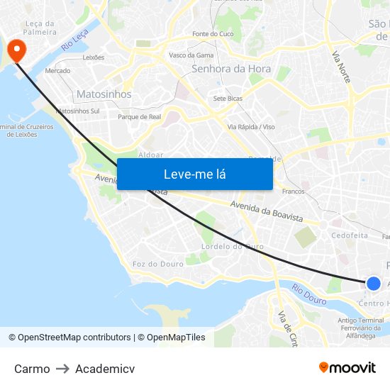 Carmo to Academicv map