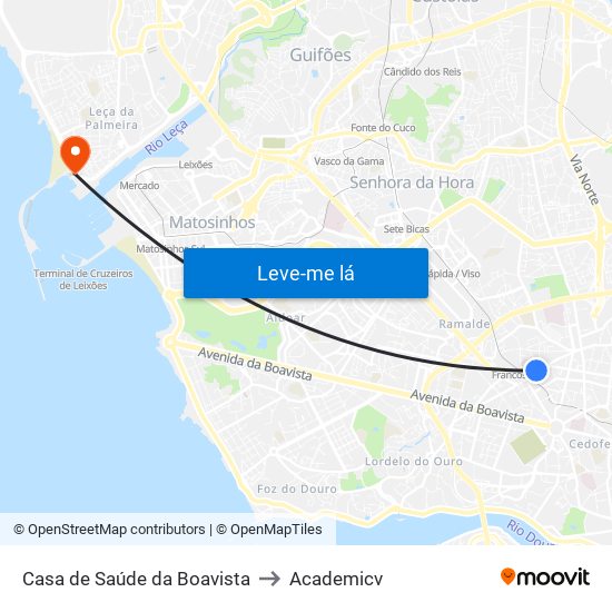 Casa de Saúde da Boavista to Academicv map