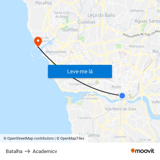 Batalha to Academicv map