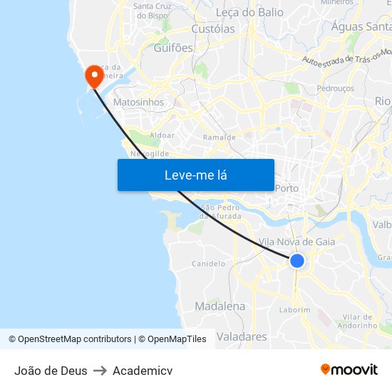 João de Deus to Academicv map