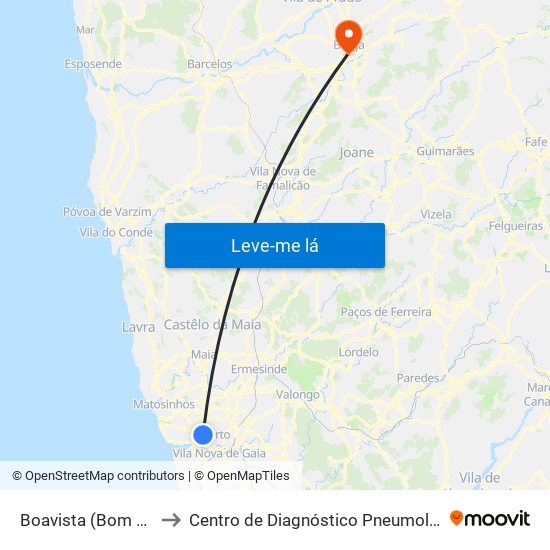 Boavista (Bom Sucesso) to Centro de Diagnóstico Pneumológico de Braga map