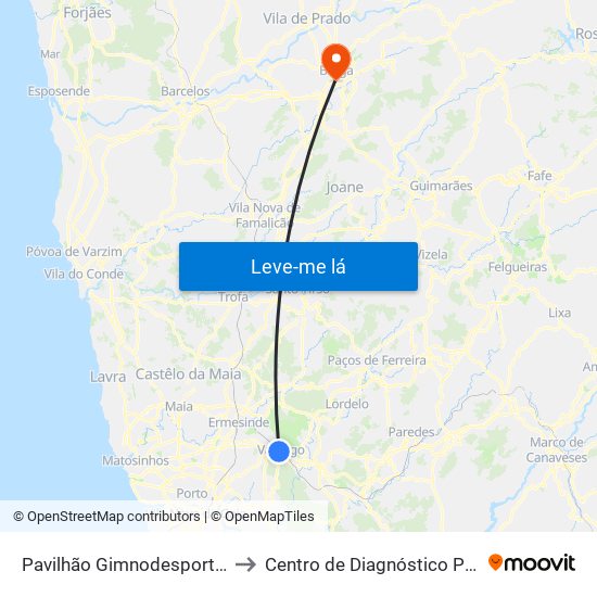 Pavilhão Gimnodesportivo | Ramalho Ortigão to Centro de Diagnóstico Pneumológico de Braga map