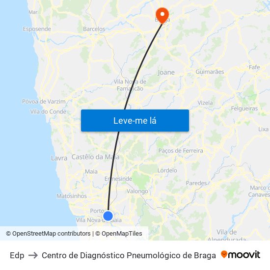 Edp to Centro de Diagnóstico Pneumológico de Braga map