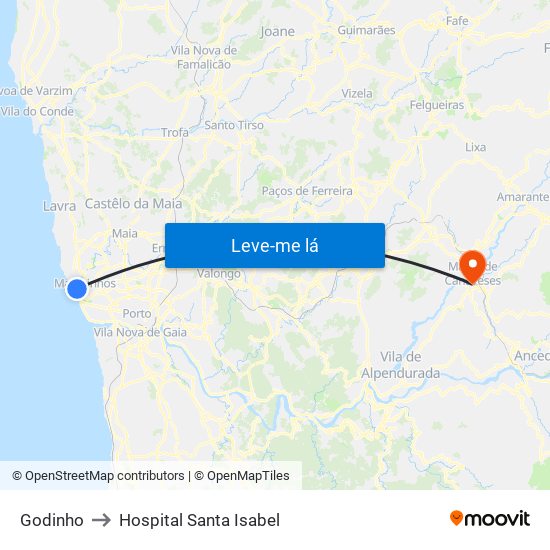 Godinho to Hospital Santa Isabel map