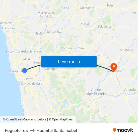 Fogueteiros to Hospital Santa Isabel map