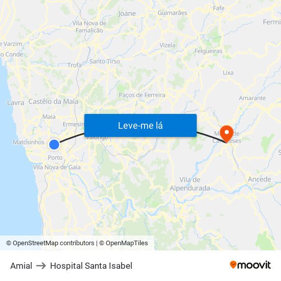 Amial to Hospital Santa Isabel map