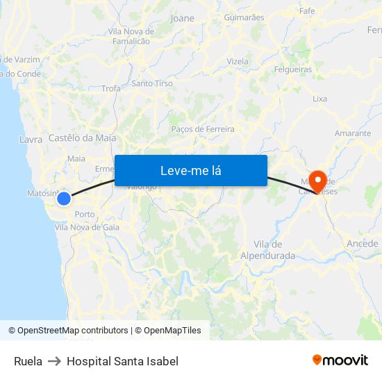 Ruela to Hospital Santa Isabel map