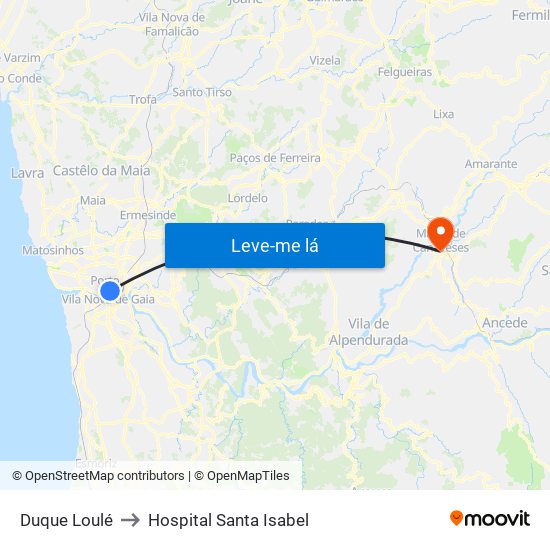 Duque Loulé to Hospital Santa Isabel map