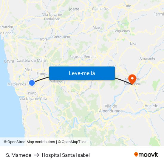 S. Mamede to Hospital Santa Isabel map