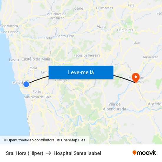 Sra. Hora (Hiper) to Hospital Santa Isabel map