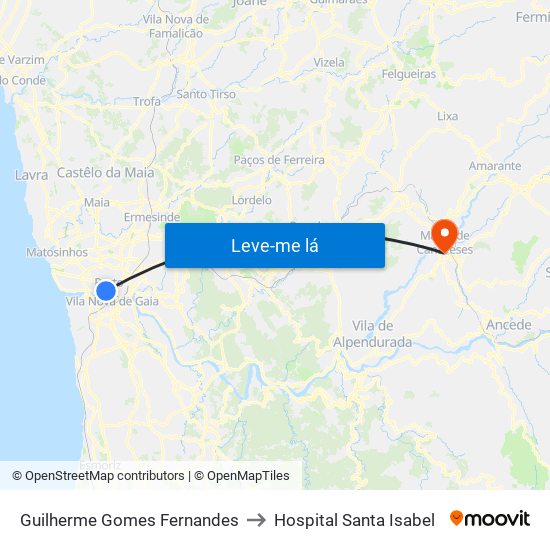 Guilherme Gomes Fernandes to Hospital Santa Isabel map