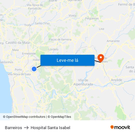 Barreiros to Hospital Santa Isabel map