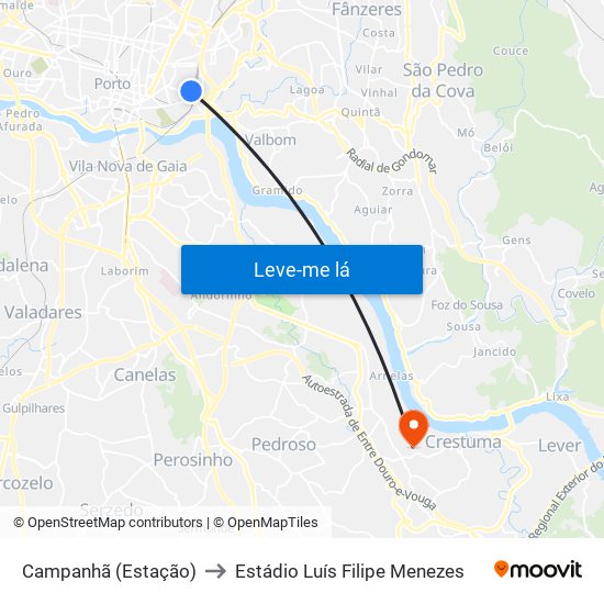 Campanhã (Estação) to Estádio Luís Filipe Menezes map